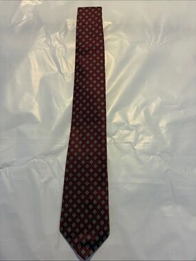 DON LOPER Classic Burgundy Diamond-Pattern Men's Tie